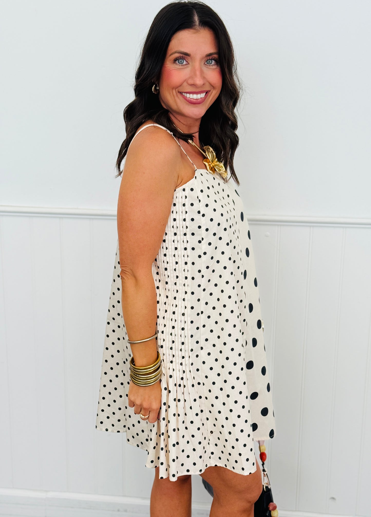 Cream Polka Dot Mini Dress (Reg.)