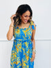 Blue Sunflower Print Jumpsuit (Reg & Plus)