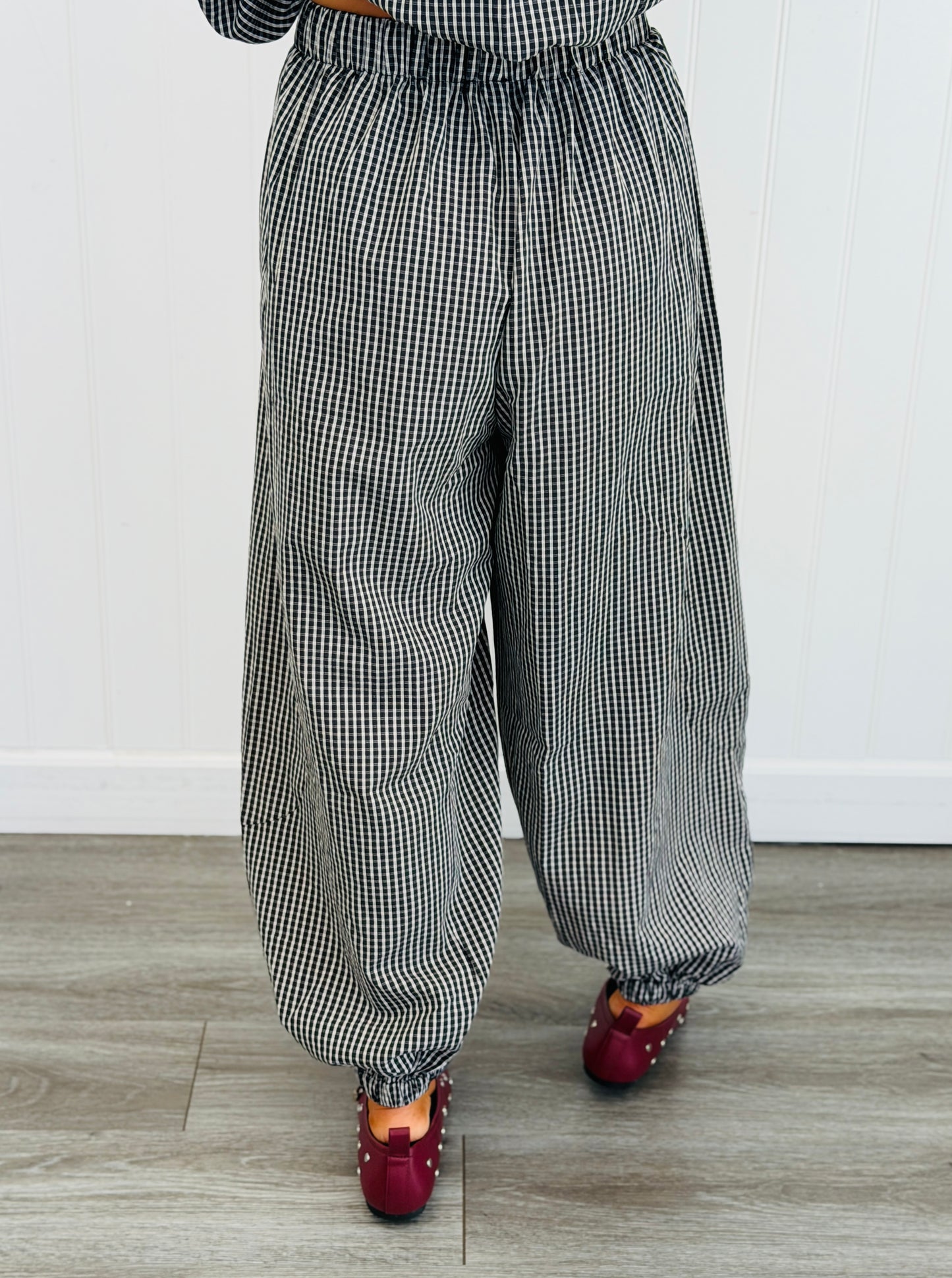 Black Plaid Bubble Top & Pants Set (Reg.)