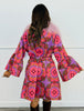 Pink Wool Coat Mongolian Fur Collar (Reg. and Plus)