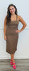 Dark Brown Chain Strap Midi Dress (Reg.)