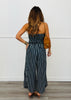 Navy Strapless Stripe Wide Leg Jumpsuit (Reg.)