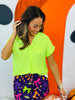 Neon Lime Woven Blouse (Reg. and Plus)