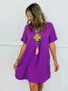 Purple Pullover Back Pleat Mini Dress (Reg.)