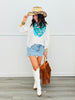 White Striped Half Sleeve Button Up Blouse (Reg. and Plus)
