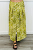 Green Deer Print Front Slit Midi Skirt (Reg.)