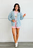 Light Denim Eyelet Embroidered Jacket (Reg and Plus)