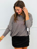 Grey Polka Dot Pullover Top (Reg & Plus)