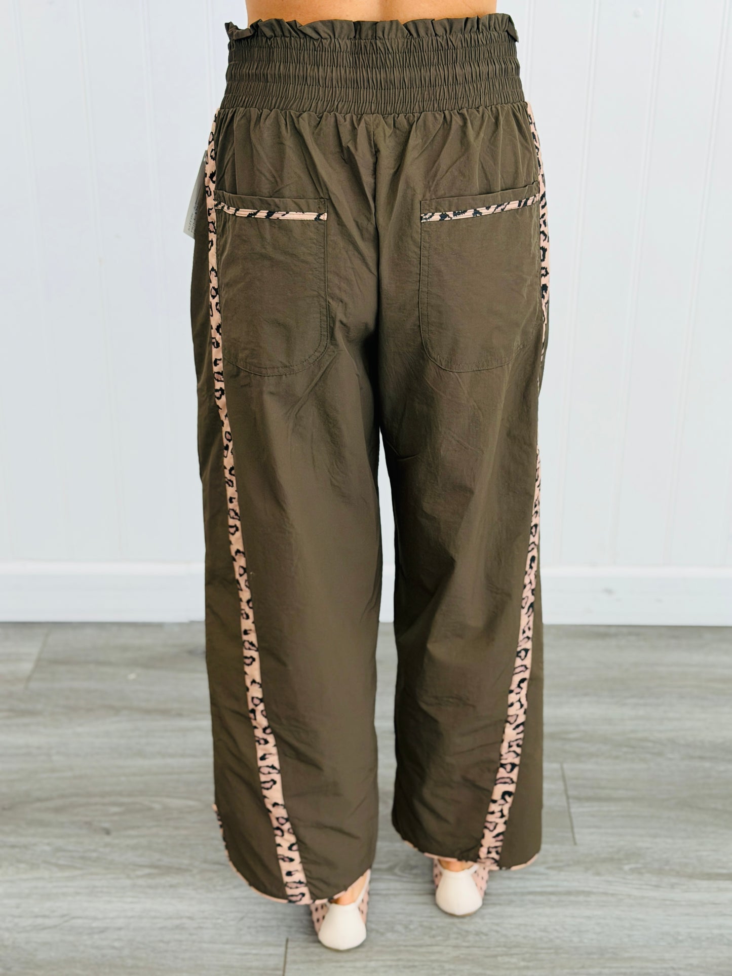 Khaki Cheetah Side Stripe Windbreaker Pants (Reg.)