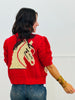 Red Horse Graphic Puff Sleeve Knit Cardigan (Reg.)