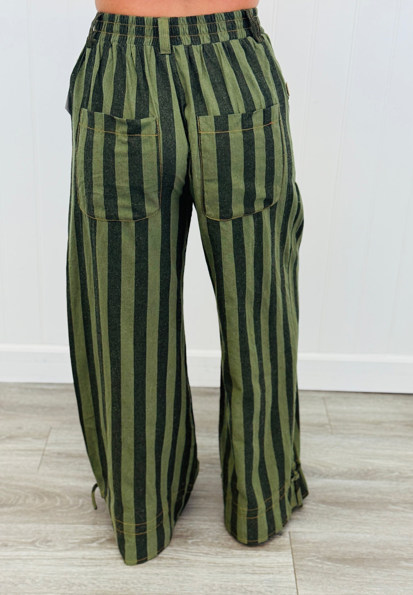 Green Stripe Cargo Pants (Reg & Plus)