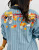 Queen Of Sparkles Denim Striped Pumpkin Farm Button Up Top (Reg. and Plus)