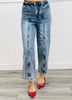 Denim Ruffle Trim High Waist Pants (Reg. and Plus)