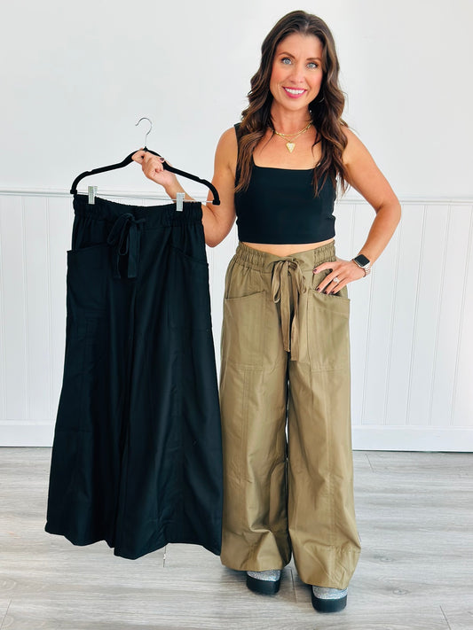 Wide Leg Pocket Pants (Reg)-2 Colors