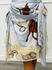 Baby Blue Western Print Lace Trim Midi Skirt (Reg.)