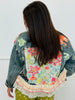POL Washed Denim Floral Fantasy Button Up Jacket (Reg.)