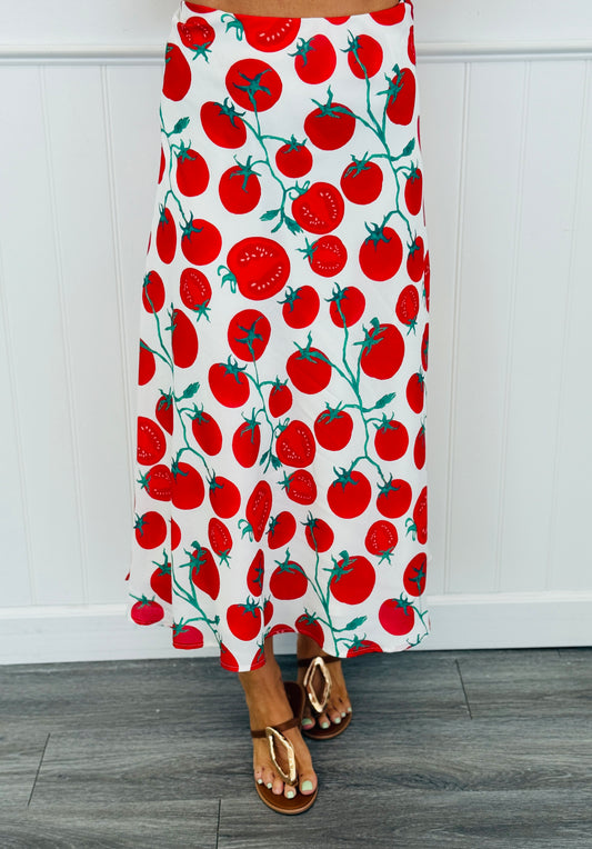 Tomato Print Midi Skirt (Reg. and Plus)