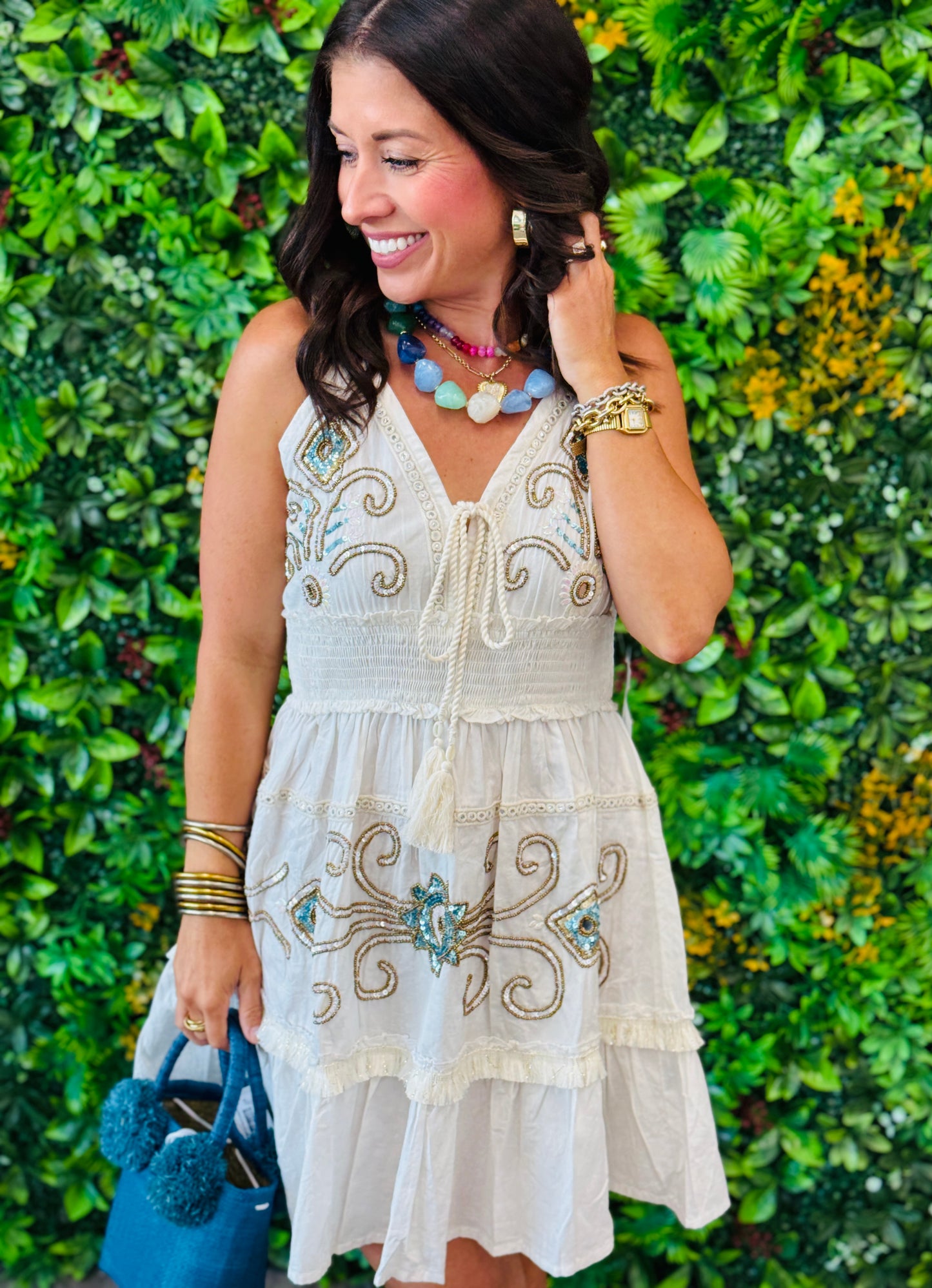 POL Ivory Embroidered Mini Dress (Reg.)