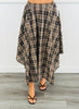 Brown Plaid Handkerchief Hem Midi Skirt (Reg.)