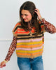 Taupe/Orange Stripe V-Neck Sweater Vest (Reg & Plus)