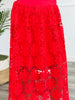 Tomato Red Lace Scalloped Midi Skirt (Reg.)