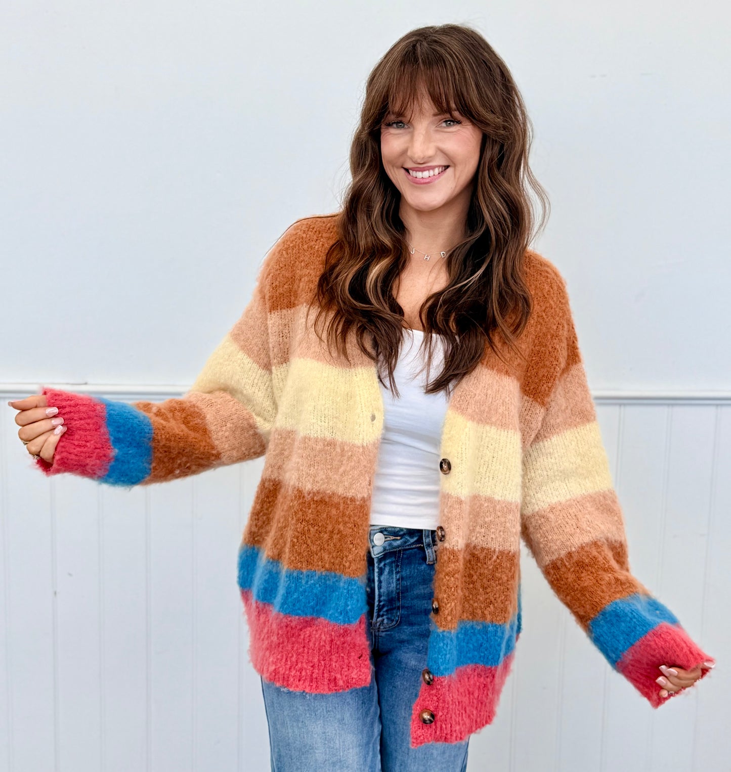 POL Choco Multi Stripe Mohair Sweater Cardigan (Reg.)