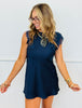 Navy Lace Cap Sleeves Mini Dress (Reg.)