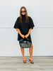Black Batwing High Neck Mini Dress (Reg)