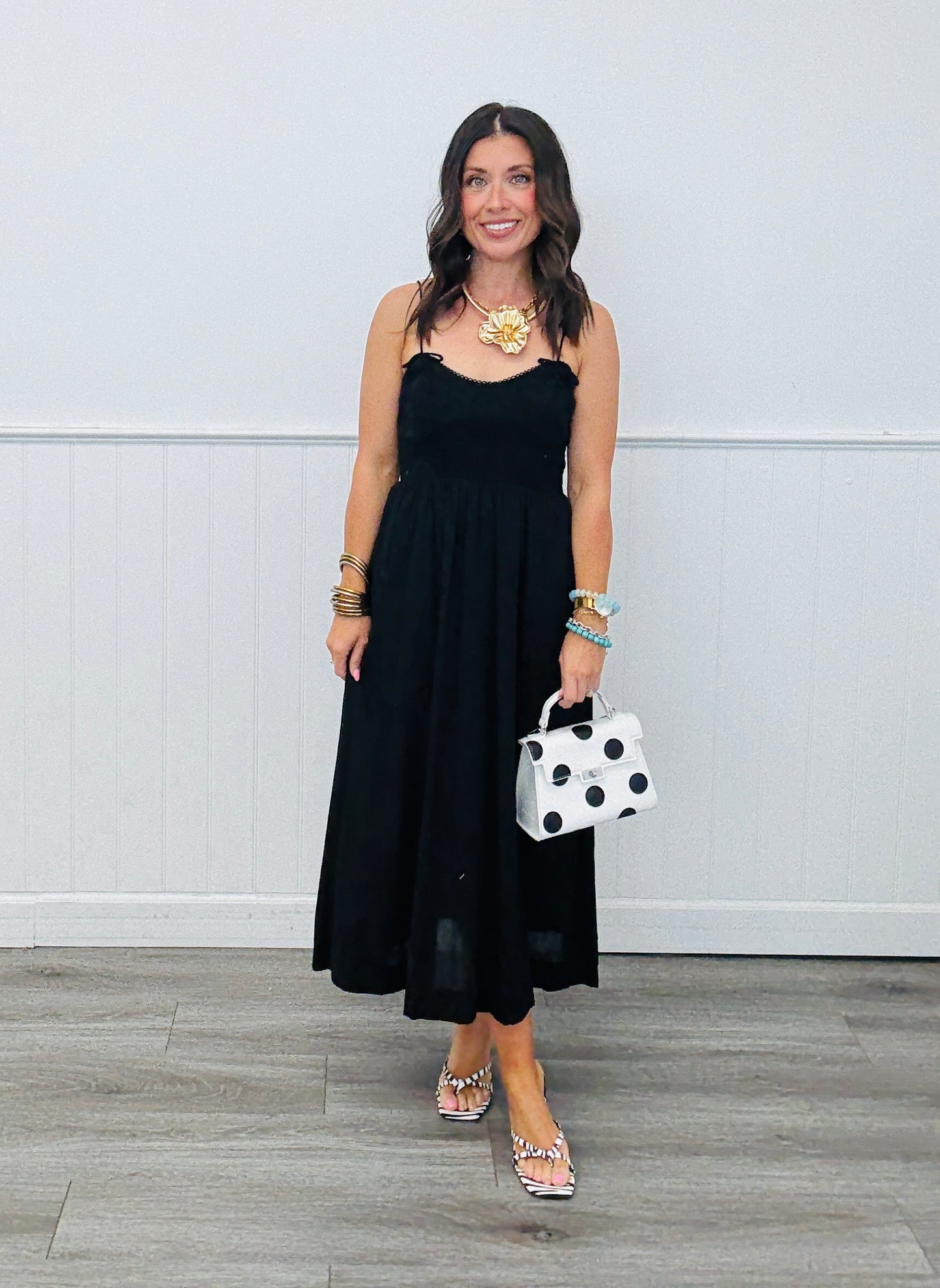Black Beauty Strappy Midi Dress (Reg.)