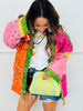 POL Green/Pink Multi Print Kimono Jacket (OS)