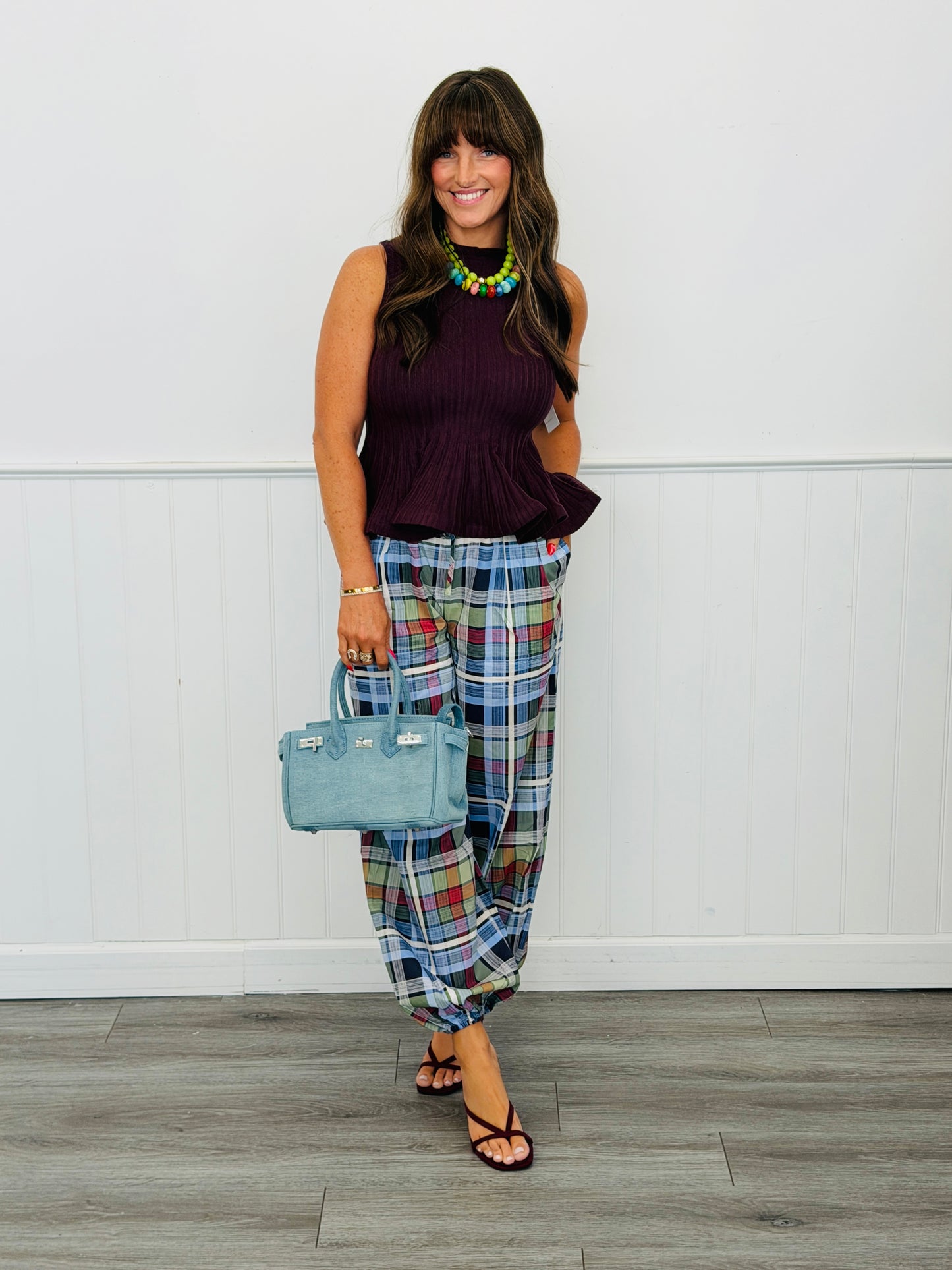Blue Easy Does It Plaid Pants (Reg.)