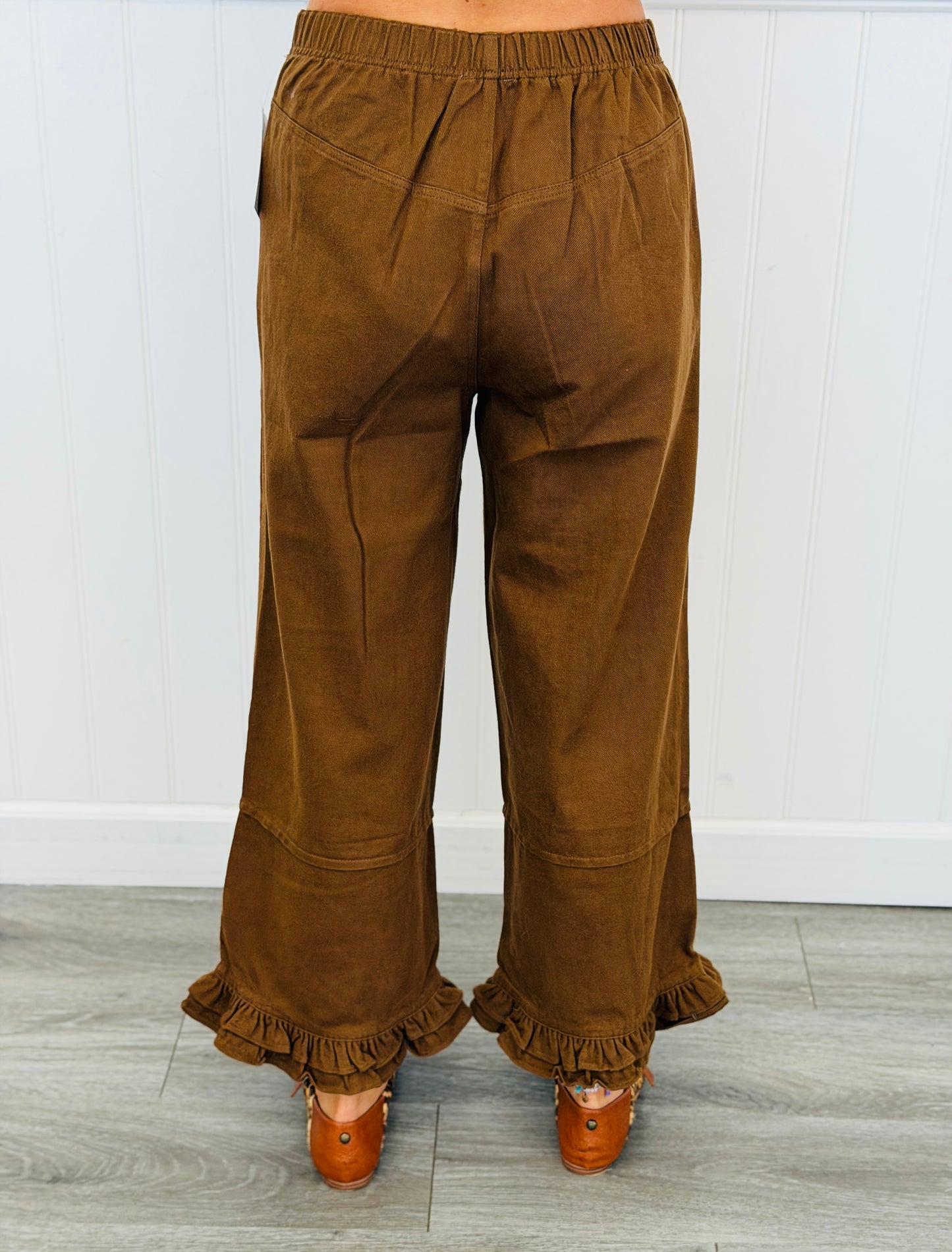Brown Ruffle Hem Pants (Reg.)