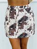 Brown Multi Cow Print Mini Skirt (Reg.)