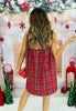 Red Multi Plaid Strapless Mini Dress & Scarf (Reg.)