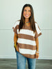 Striped V-Neck Cap Sleeve Top (Reg. and Plus) - 4 Colors