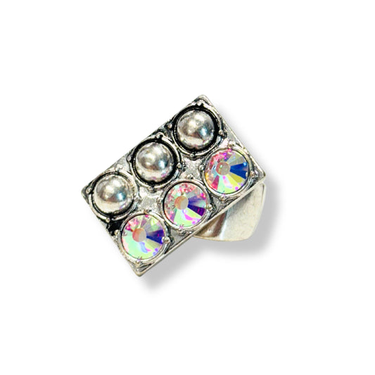 Stud & AB Crystal Rectangle Ring