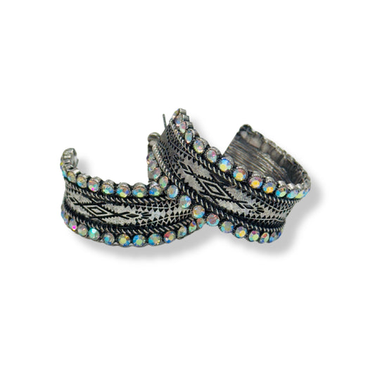 Antique Silver and Crystal Hoops