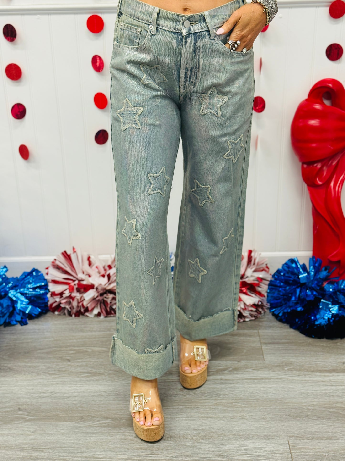 Oli & Hali Washed Foil Love Patchwork Denim Jeans (Reg.)