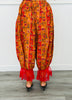 Rust Floral Lace Hem Harem Pants  (Reg & Plus)
