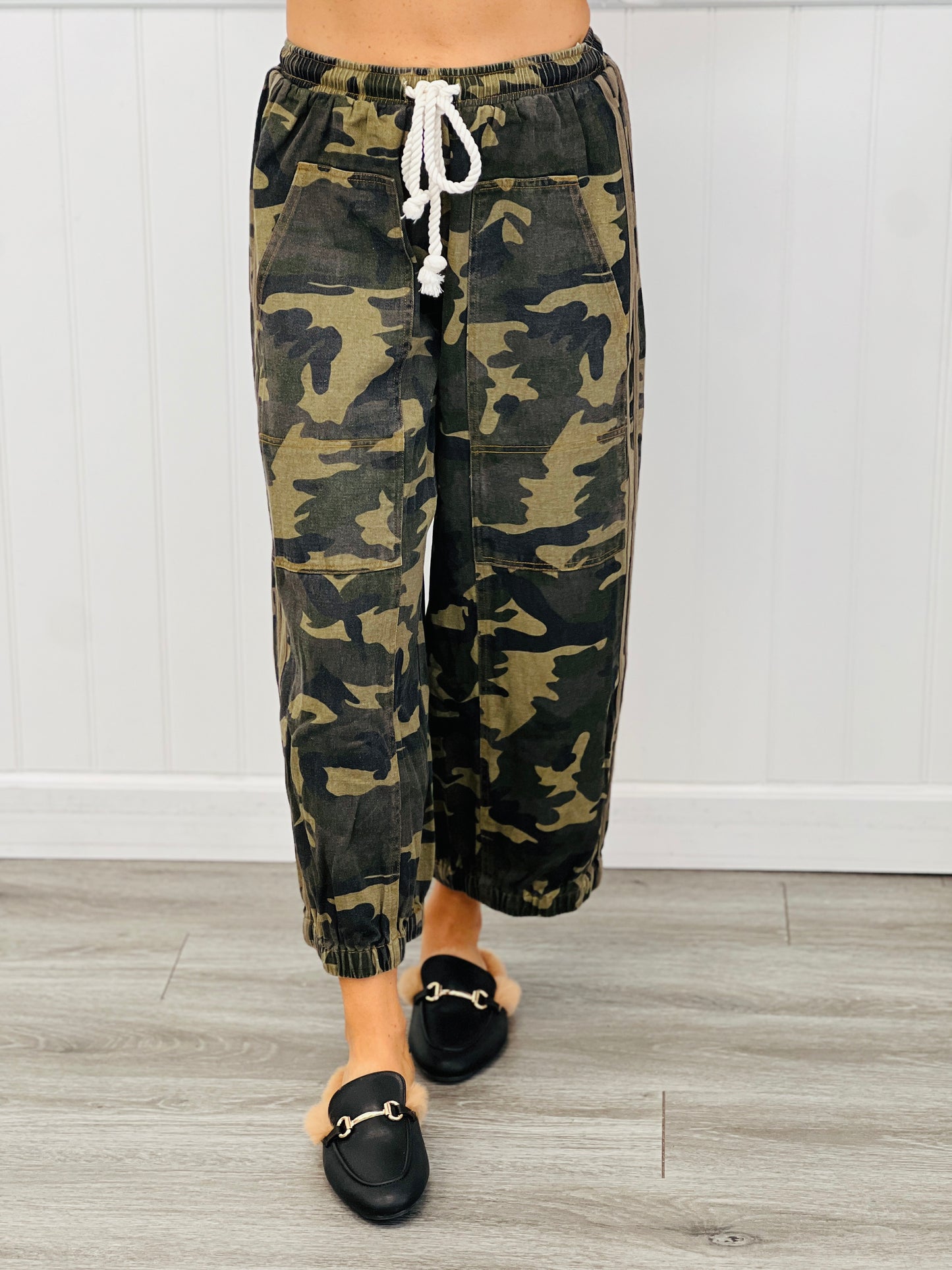 Washed Camo Side Tape Stripe Pants (Reg & Plus)