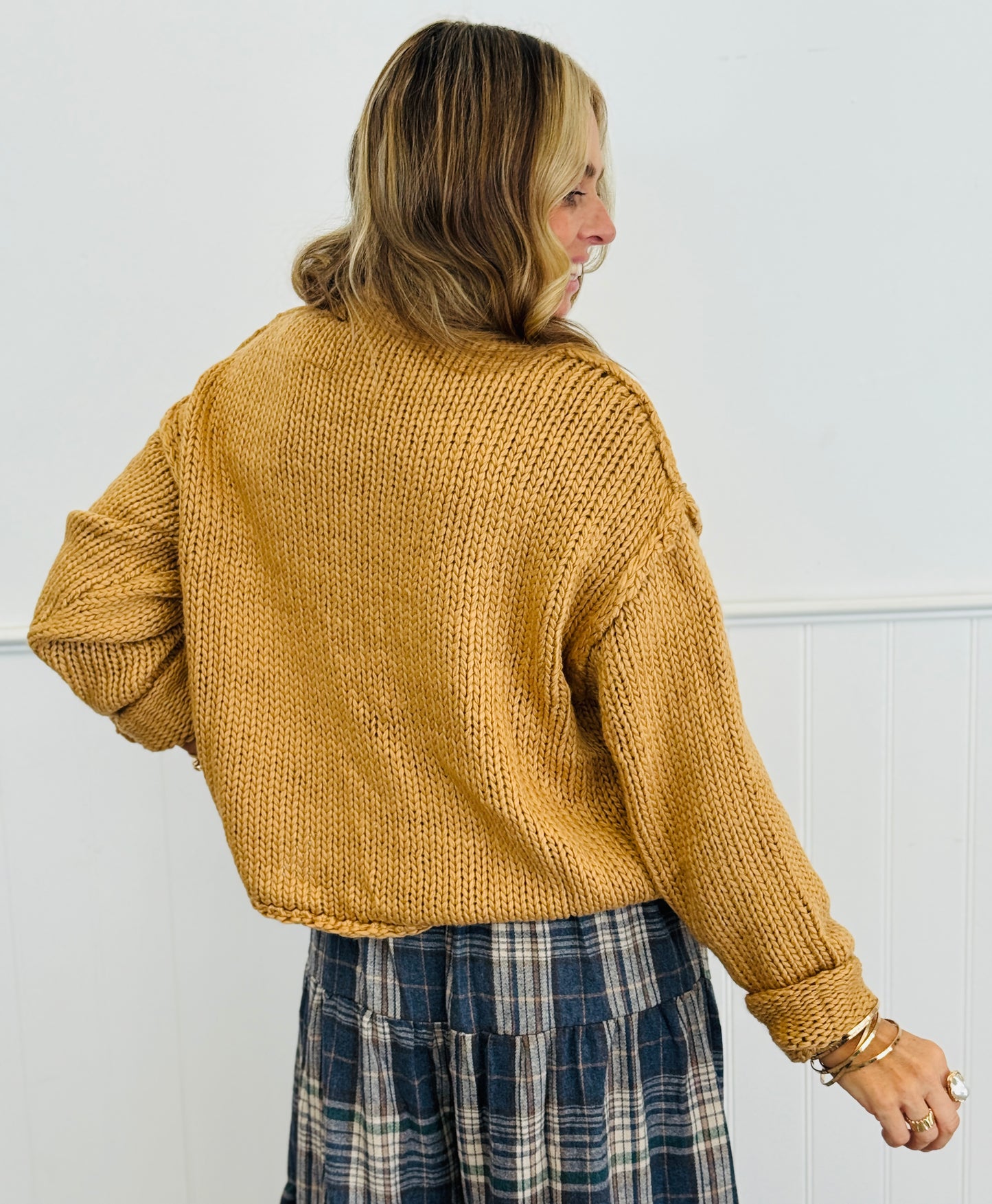 Rolled Collar Loose Knit Sweater Top (Reg.) - 4 Colors