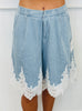Denim Lace Bermuda Shorts (Reg.)
