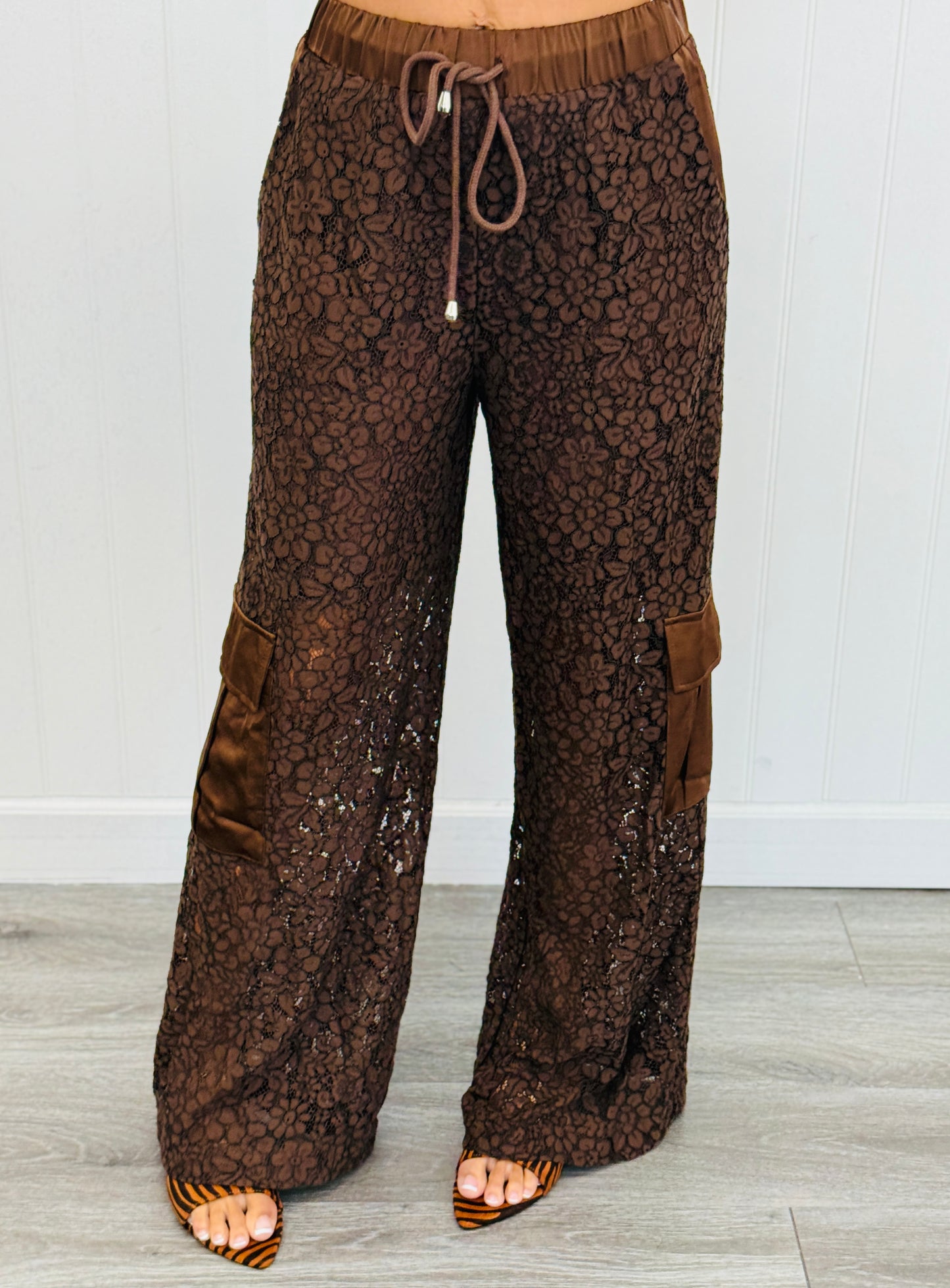 Lace Mix Straight Leg Pants (Reg.) - 2 Colors