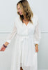 White Eyelet Wrap Style High-Low Dress (Reg. & Plus)
