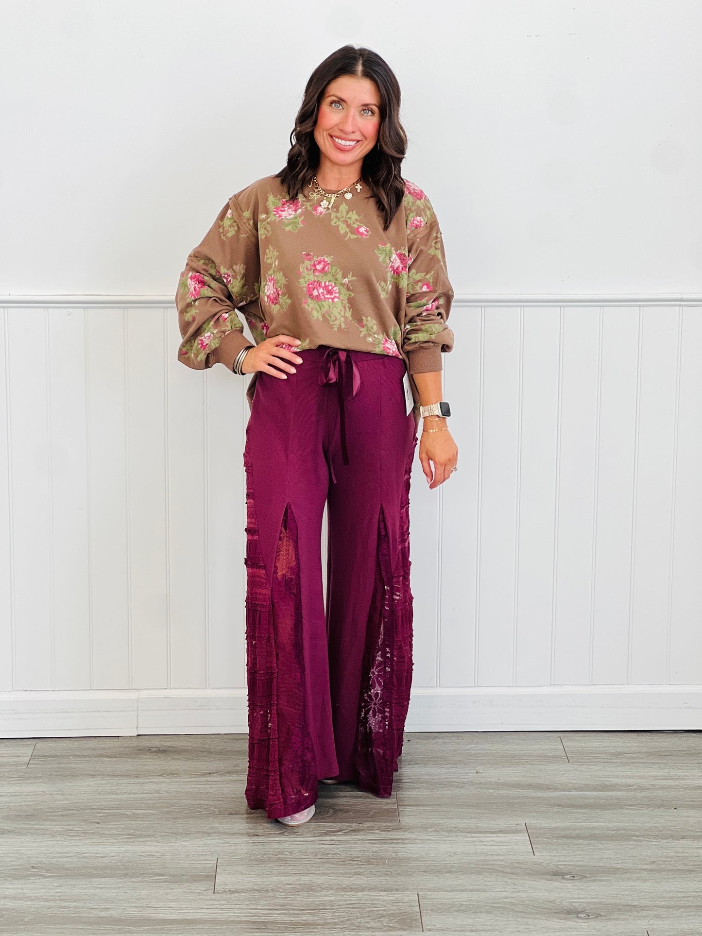 Chestnut Floral Print Sweatshirt (Reg.)