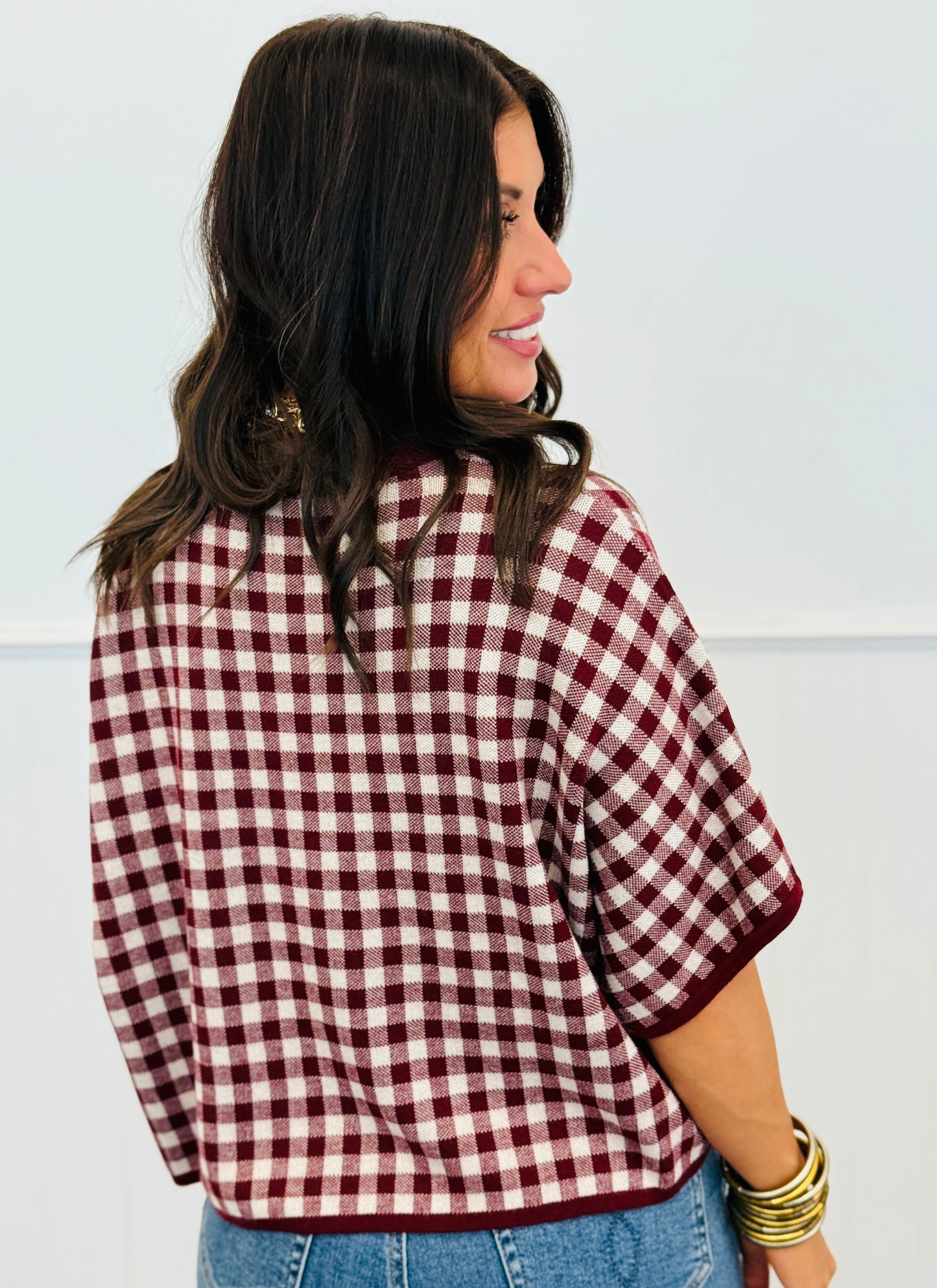 Gingham Short Sleeve Top (Reg.) - 2 Colors