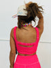 Hot Pink Gingham Print Ruched Bra Top (Reg.)