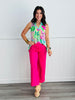 Dear Scarlett Aqua Pink Tropical Sleeveless Lizzy Top (Reg. & Plus)