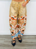 Camel Multi Sublimation Print Denim Look Pants (Reg & Plus)