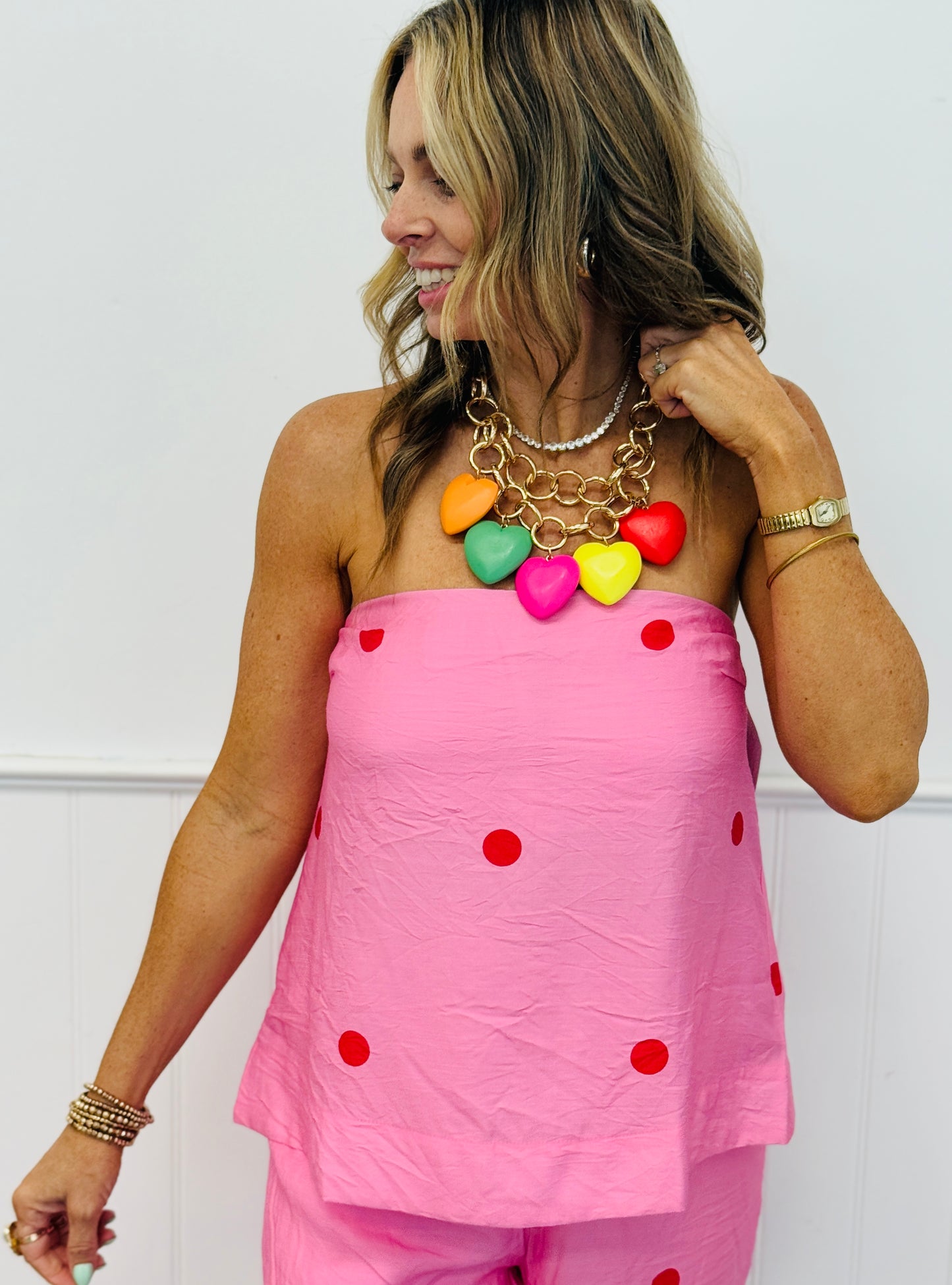 Polka Dot Strapless Top (Reg.)-3 Colors